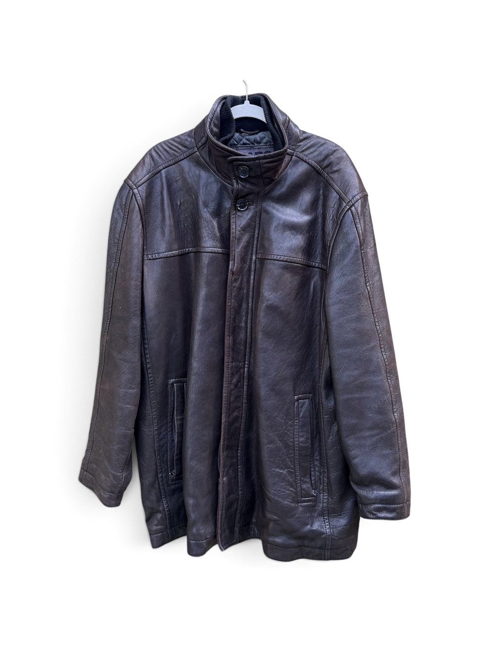 Vintage 90s Marc New York Andrew Marc Leather Black Car Coat Jacket Large - Picture 3 of 7
